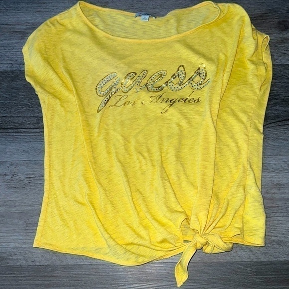 VINTAGE GUESS BEDAZZLED CROPPED TEE - Picture 1 of 4